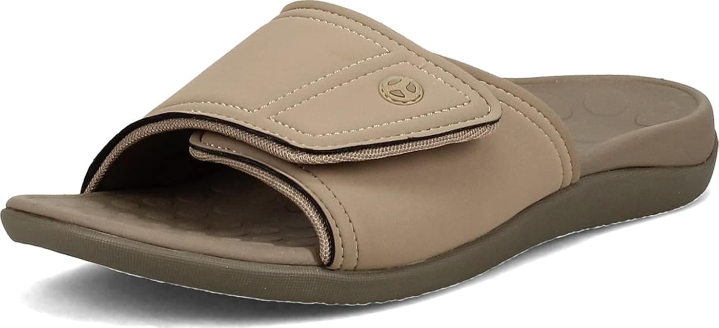 Vionic Tide Kiwi Unisex Adjustable Slide Sandal - Supportive Recovery Flat Sandals That Include Three-Zone Comfort with Orthotic Insole Arch Support, Medium Fit