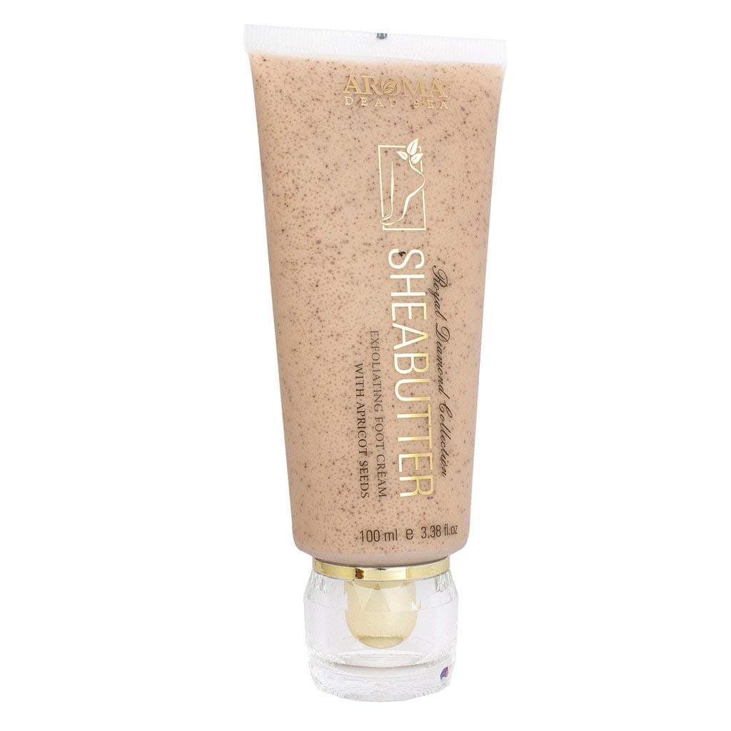 Aroma Dead Sea Exfoliating Foot Cream with Apricot Seeds Kernels 100ml/ 3.38 fl. Oz. with Dead Sea Minerals Vitamin E Paraben Free Cruelty Free Scrub