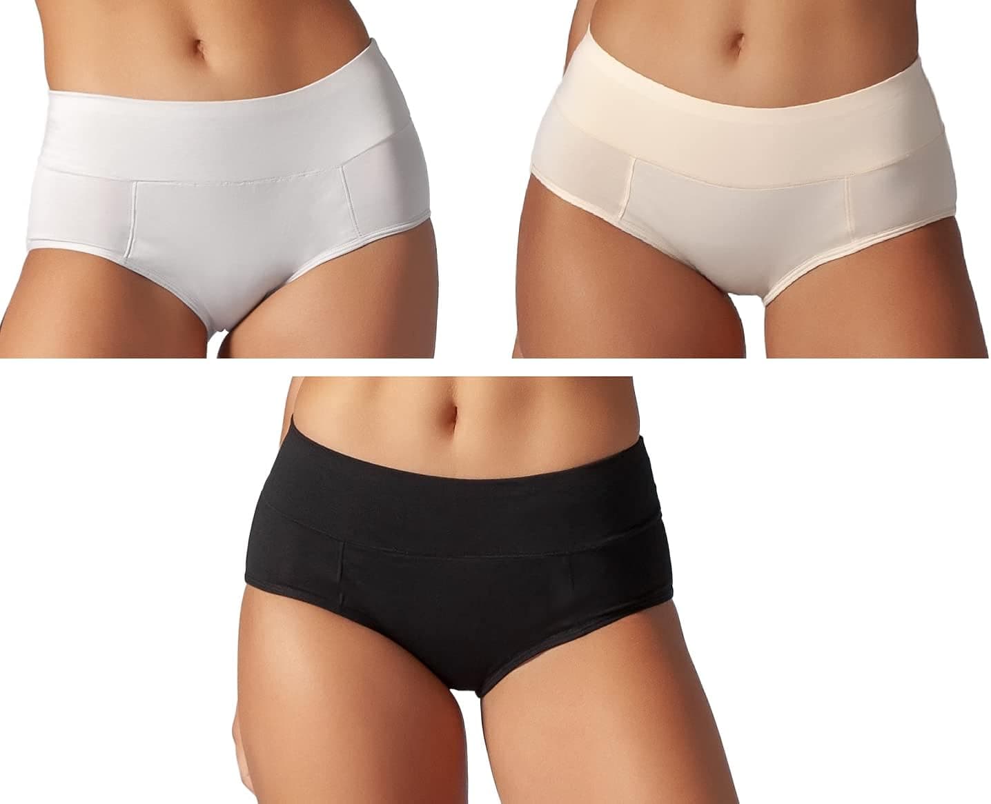 Bambody Absorbent Panty: Period Panties | Maternity and Postpartum Underwear - 3 Pack: Black-Nude-Gray - 2X-Large