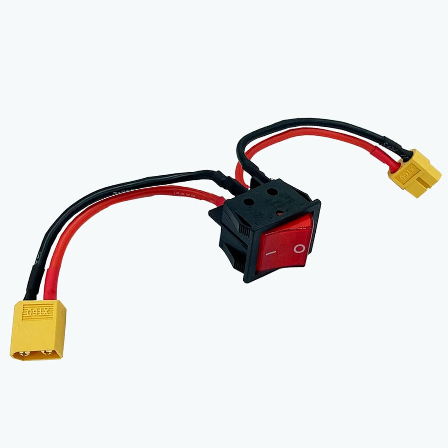 12V 24V High Current Brushed Motor Battery Switch with Male Female XT60 Plug 12AWG Extend Cable Four Feet On/Off Connector for RC Fishing Bait Boat