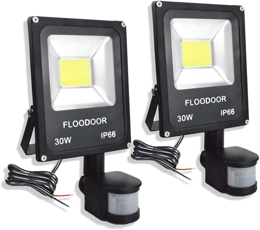 Floodoor 30W LED Motion Sensor Light Outdoor Waterproof Flood Light 12-24V AC/DC Super Bright Security Light, 6000K, 2700LM, Daylight White, 150W Bulb Equivalent, PIR Sensor Light (2 Pack)