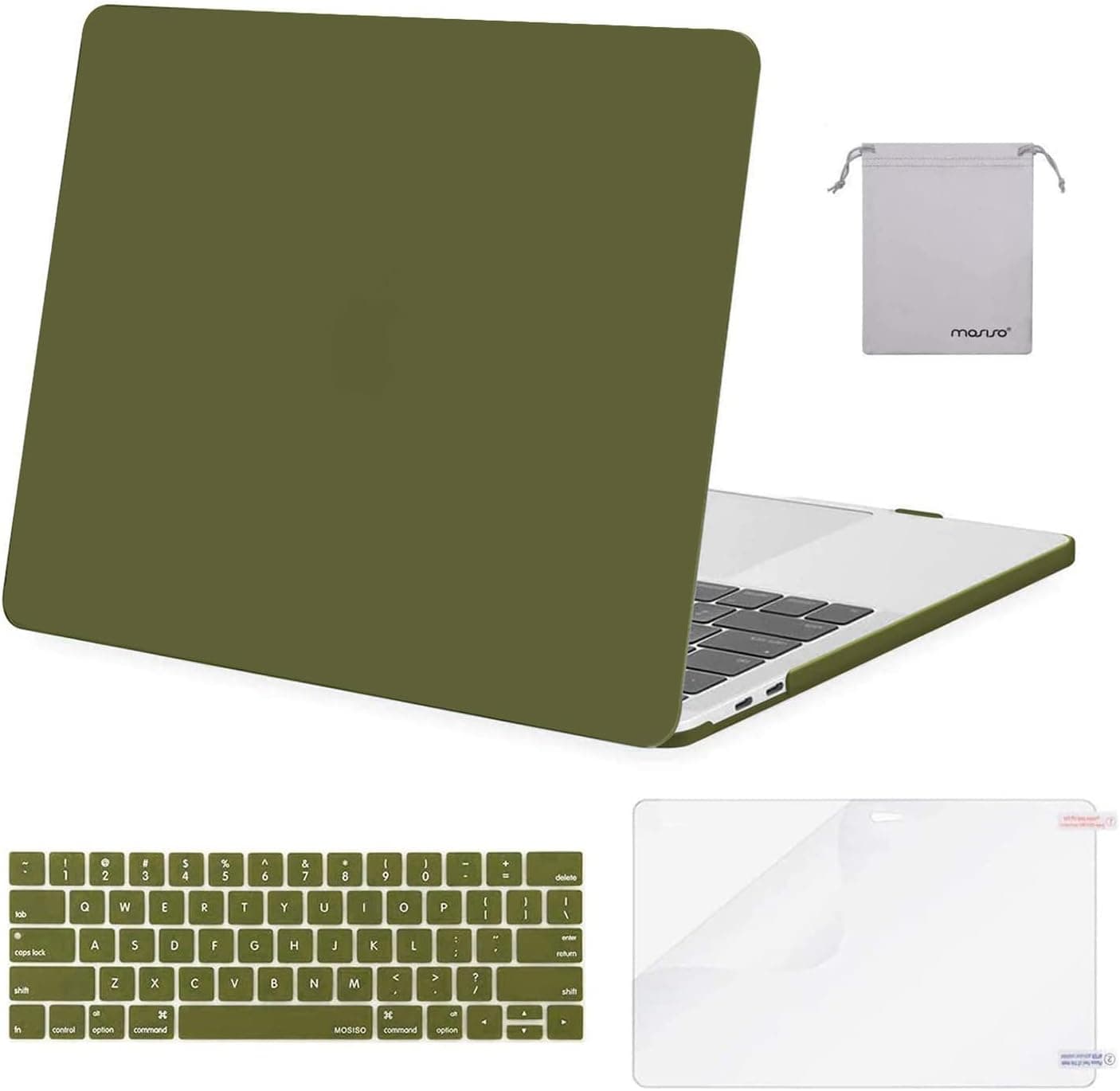 MOSISO Compatible with MacBook Pro 13 inch Case M2 2023, 2022, 2021-2016 A2338 M1 A2251 A2289 A2159 A1989 A1708 A1706, Plastic Hard Shell&Keyboard Cover&Screen Protector&Storage Bag, Capulet Olive