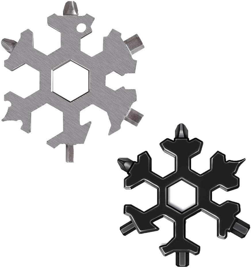 Snowflake Multi Tool 18 in 1 Incredible Portable Tools Easy N Genius Pocket Keychain Multitool Screwdriver for Fixing Bicycle, Snowboard (2 Pack)