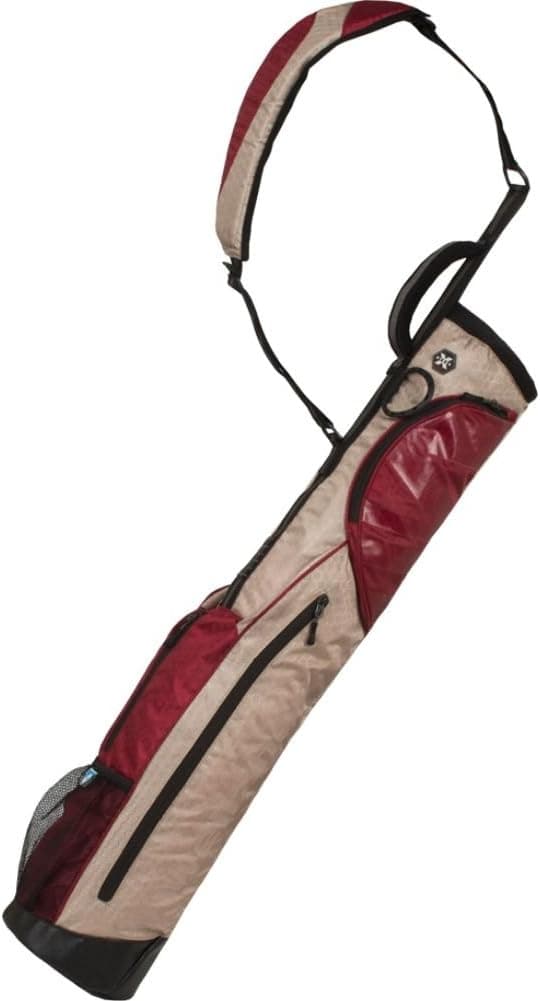 WELLZHER 0.9 Sunday V2 Golf Carry Bag (Collapsible), Khaki/Burgundy