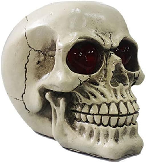 Shawmekek LED Glossy Skull Statue Light Halloween Decor,6.1" Glowing Resin Skull ,for Halloween Bar Table Decorations Haunted House Ornament Party Decoration