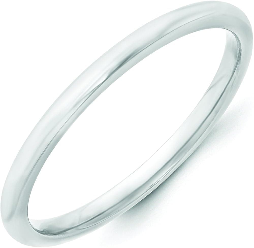 Forever Flawless Jewelry 2mm High Polish Finish Half Round Domed Sterling Silver Wedding Band