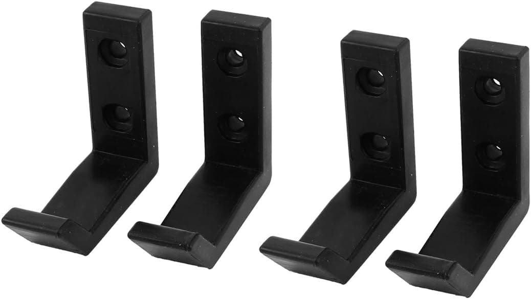 uxcell Home Towel Coat Handbag Single Hook Screw Mount Plastic Wall Hanger Black 4pcs
