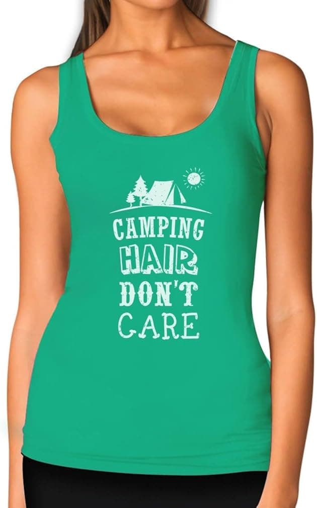 Camping Hair Don't Care Funny Camping Gift Women Tank Top X-Large Green