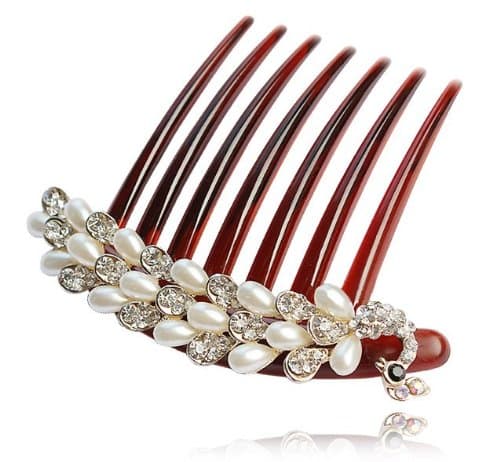 Jewelry Kingdom Lovely Vintage Jewelry Crystal Peacock Hair Clips - for hair clip Beauty Tools (white)