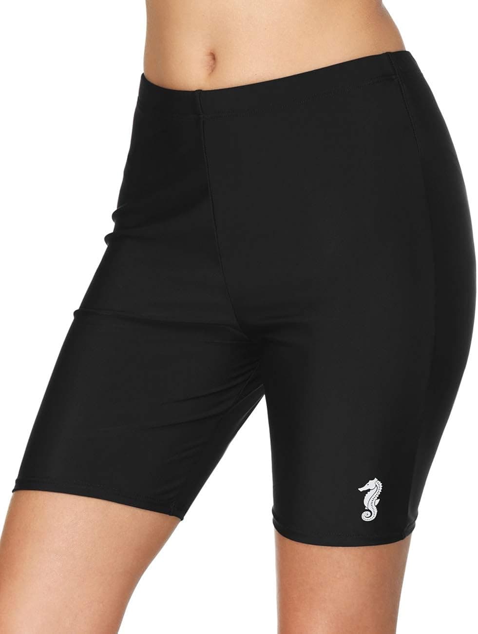 CharmLeaks Women high Waist Swim Bottom Tankini Shorts Black Capari Boardshort