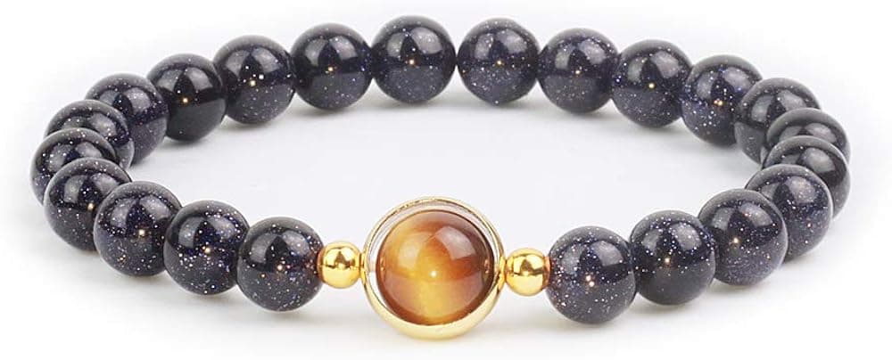 Kaachli Diffuser Elastic Agate Beads Crystal Natural Stone Gemstone Beaded Distance Bracelet for Men and Women