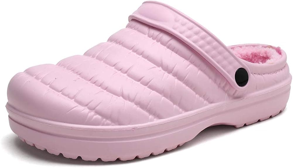 heyun Womens Mens Winter Slippers Memory Foam Fur Lined Clogs Garden Shoes Slip on Mules Clogs House Shoes Indoor Outdoor Anti-Skid Rubber Sole