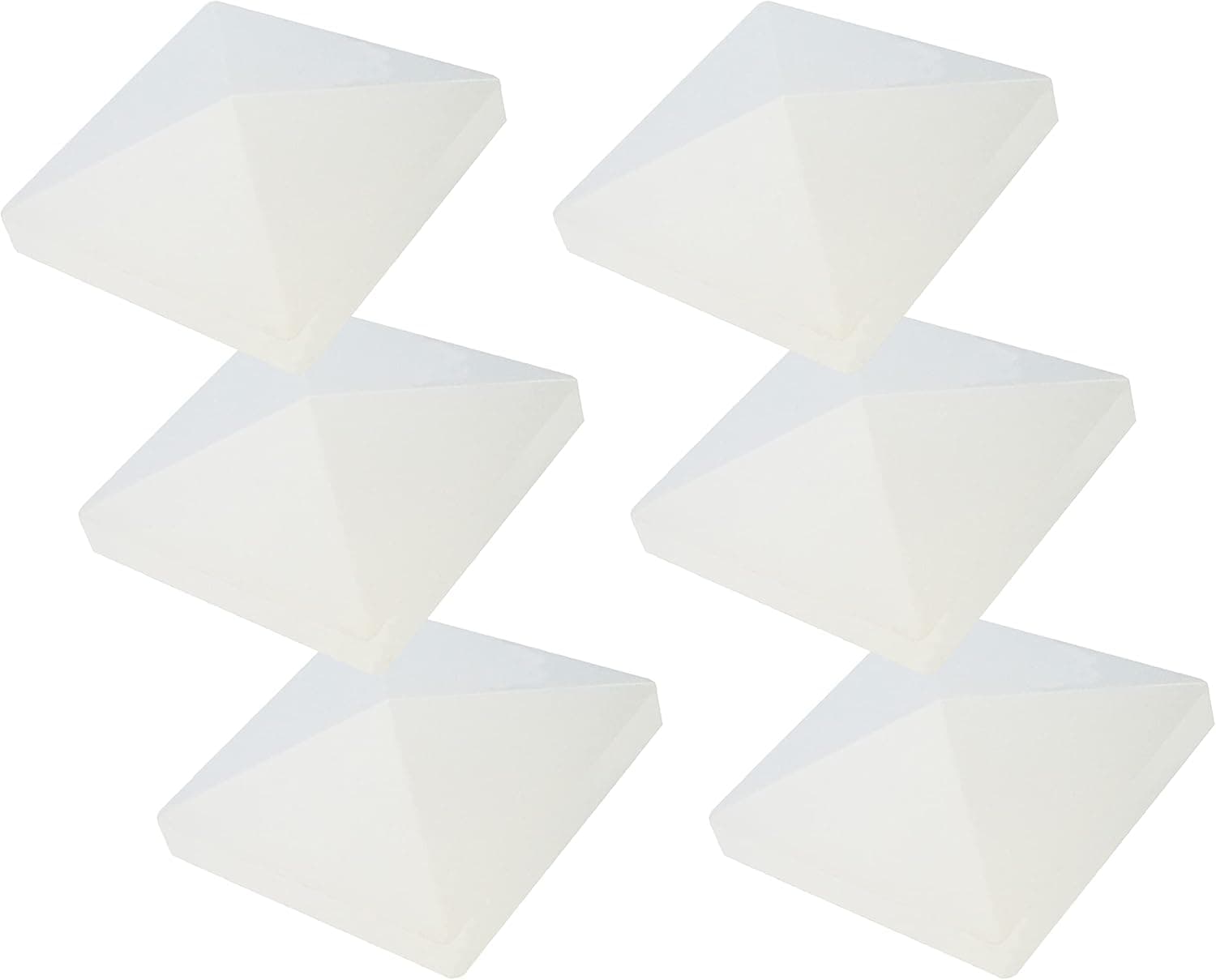 GKOLED 6-Pack 4" x 4" Pyramid White PVC Vinyl Post Top Caps (Only for Vinyl Post with Actual Size of 4" x 4", Not for Wood Posts), Suitable for Fences, lamp, Deck, Mailbox Posts