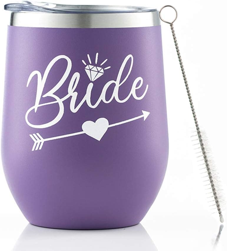 AMTANT Bride Tumbler for Women | 12 oz Stainless Steel Bride Tribe Wine Tumblers | Engagement Wedding Gifts Bridesmaids Mugs Bachelorette Party Supplies & Games Decorations Bride to Be.…