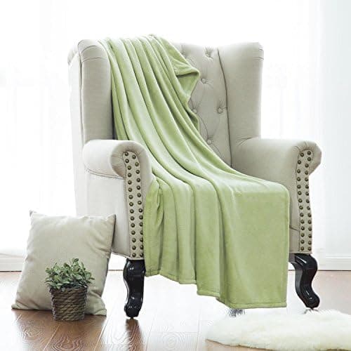 Bedsure Flannel Fleece Luxury Blanket Sage Green Twin Size Lightweight Cozy Plush Microfiber Solid Blanket