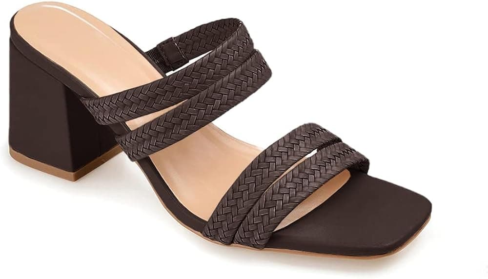 Govdaeor Womens Square Open Toe Chunky Block Heels Braided Strap Sandal Slip-on Casual Ladies Summer Beach Slippers