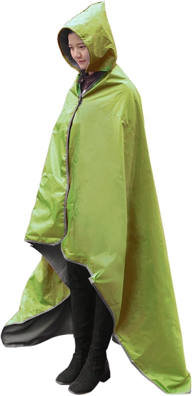DUKUSEEK Waterproof Blanket Outdoor, Hooded Blanket Poncho - Large (79x56), Portable, Windproof Fleece Blankets for Cold Weather Camping, Picnic, Sports, Boat, Dogs, Festivals, Car, Emergency