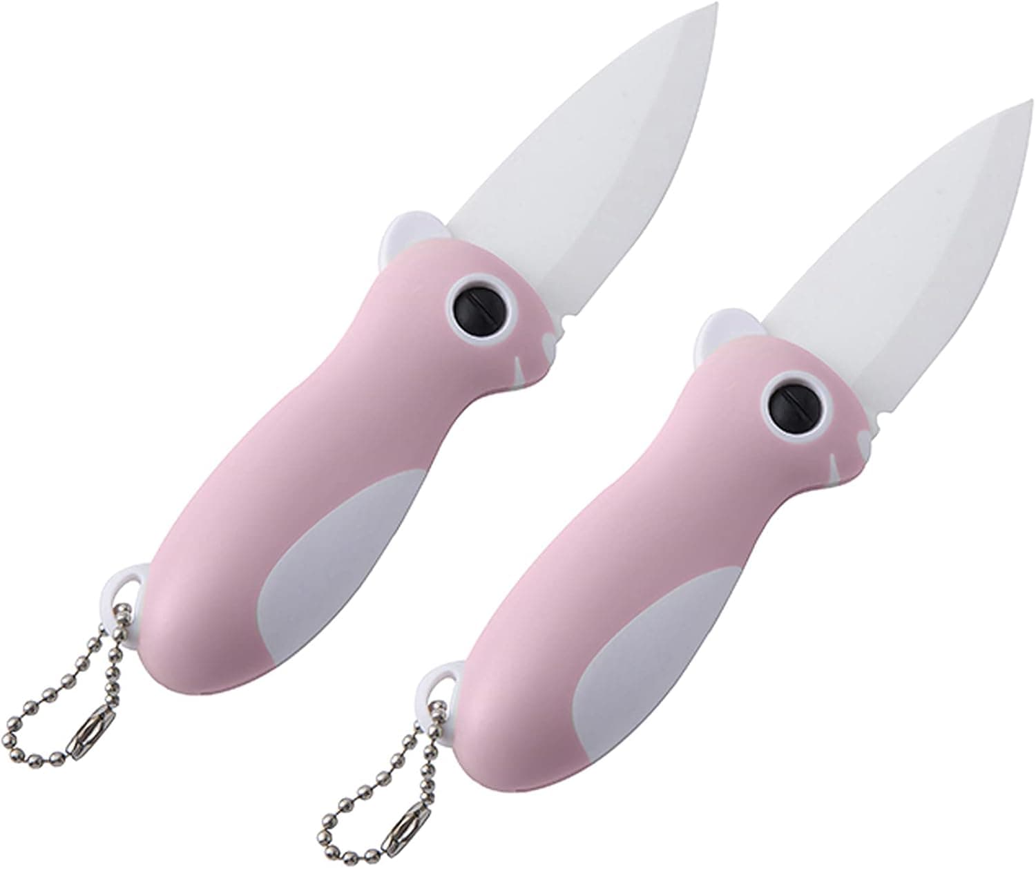 Hidoer 2 PACK Ceramic Paring Knife, Pocket Knife Folding Knife, Super Sharp Blade only 2.3 inch, Fruit Peeling Vegetable Cutting, Easy-to-Carry (pink)