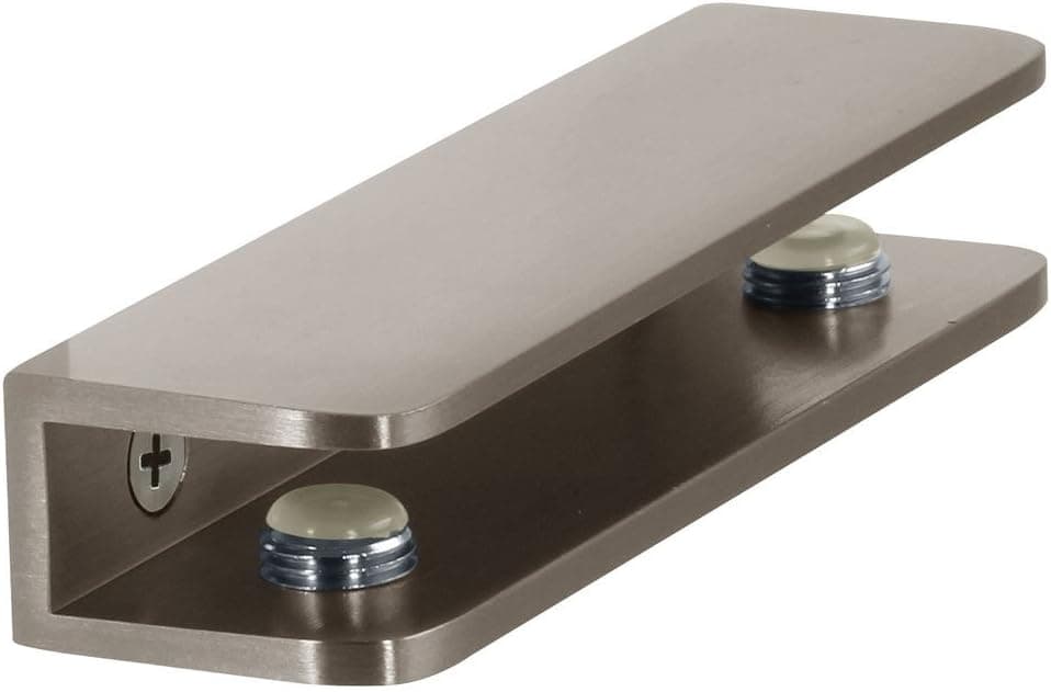 MODEXO S3SSC-1100BSN Shower Interior Shelf Clamp Rectangle for 5/8" (8mm) to 1/2" (12mm) Glass, Brushed Nickel