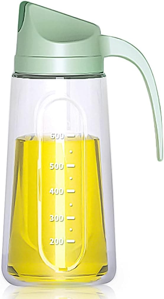 Oil Dispenser Bottle for Kitchen, Automatic Flip Cap Cooking Oil Dispenser Bottle ,Non-Drip Spout ,25 OZ Glass Oil Bottle with Coasters, Suitable for Olive Oil, Vinegar, Soy Sauce, Maple Syrup