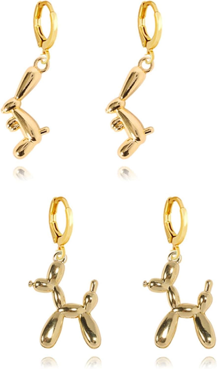 Huggie Dangle Hoop Earrings 14K Gold Plated Animal Earring Personalized Handmade Colorful Cartoon Earrings Cute Dog Rabbit Bear Hoop Earring for Women Girl Teen Creative Jewelry Gift