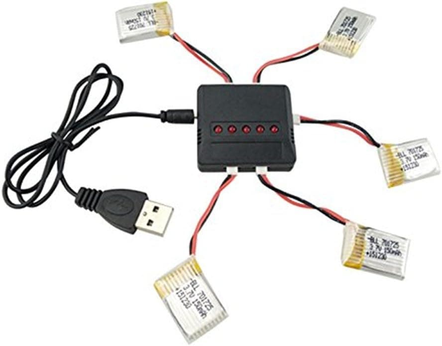 sea jump 5Pcs 3.7V 150mAh Lipo Battery with X5 Charger for H8 Mini Quadcopter