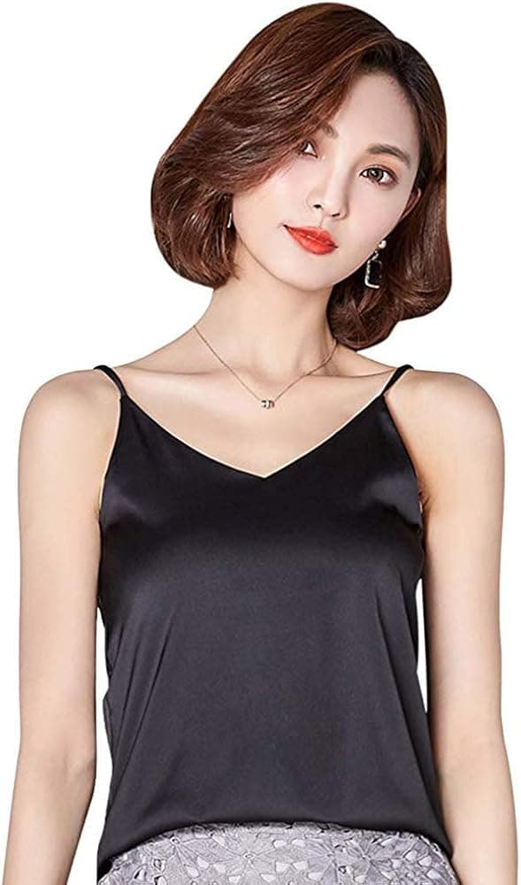 RYGBBP Classic Women's Simple Silk Lace Top Lady Sleeveless Satin Blouse Tops Female Silk Camisole Tank Tops