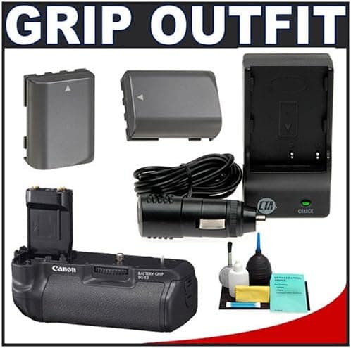 Canon BG-E3 Battery Grip for Digital Rebel XT & XTi Digital SLR Cameras + (2) NB-2LH Battery Packs & Charger + Precision Design 6-Piece Deluxe Cleaning Kit