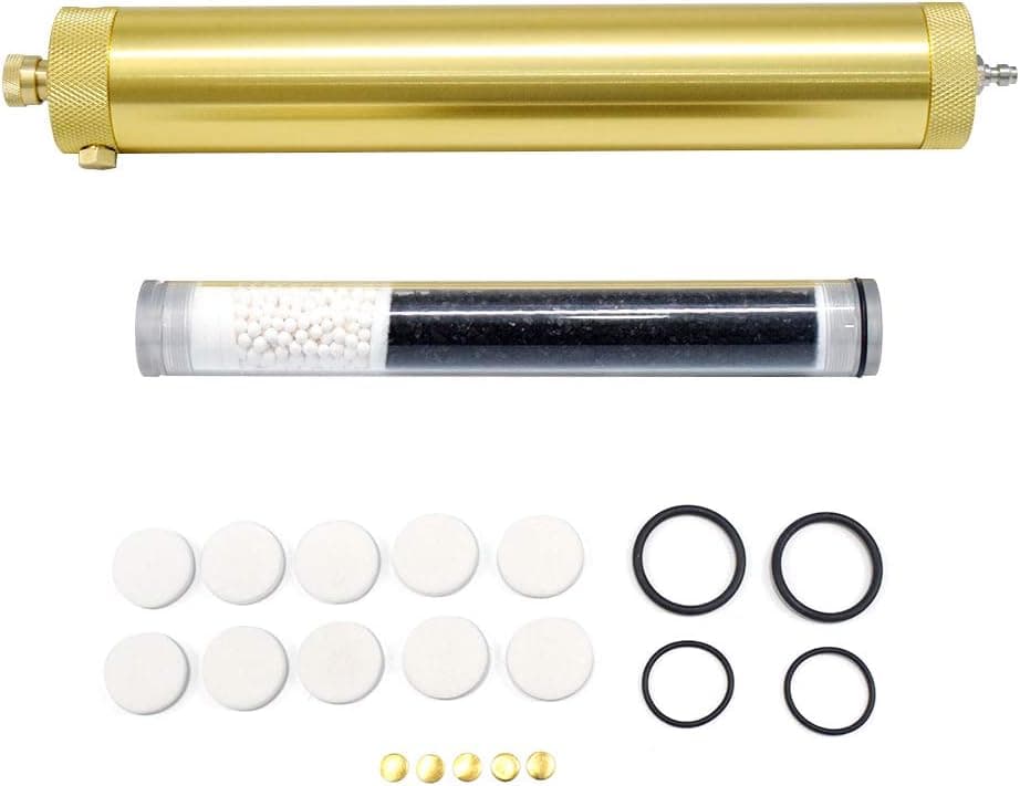 30Mpa Oil Water Separator PCP Air Compressor Pump 4500Psi High Pressure Air Filter Diving Separator L300mm OD50mm with 8mm Female and Male Quick Connector (Gold)