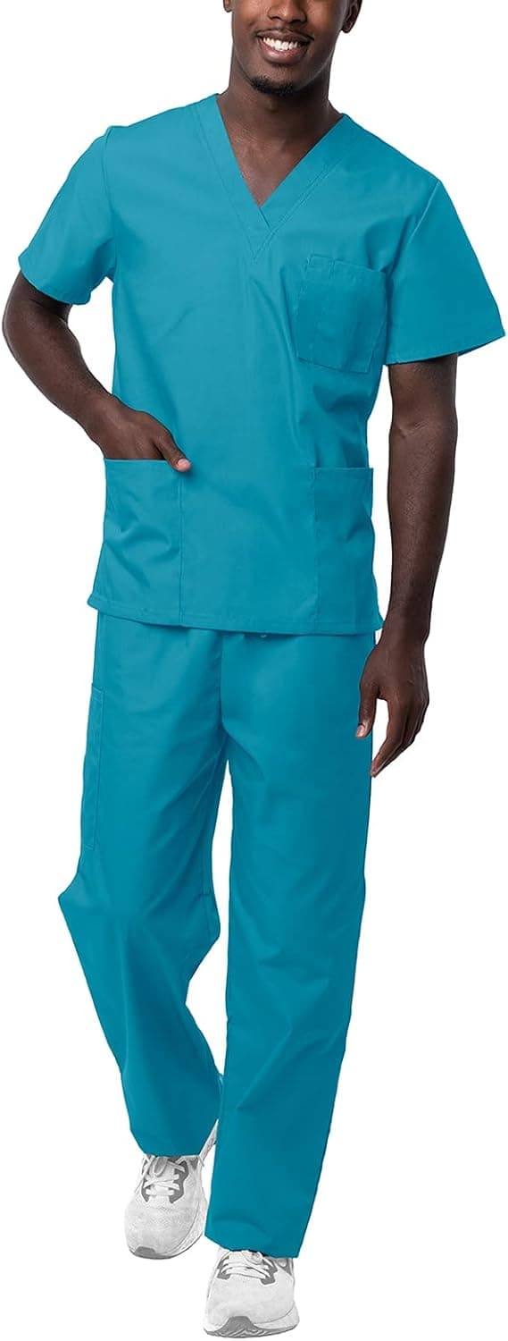 Sivvan Unisex Scrubs - Classic V-Neck Top & Drawstring Pants Scrub Set