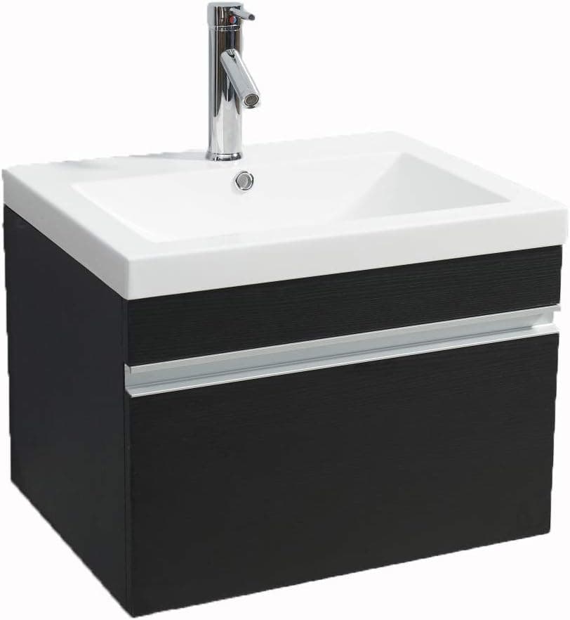 vs ALEXIUS - BLACK Vanity Sink - 24" Inch Floating Wall Hung Mount Bathroom Modern Contemporary Corian