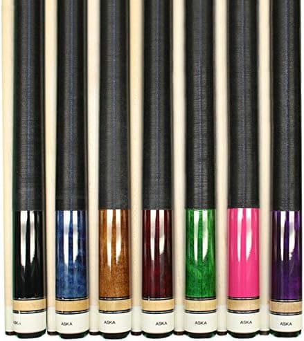 Set of Aska L2 Billiard Pool Cue Sticks, 58" Hard Rock Canadian Maple, 5/16x18 Joint, 13mm Hard Tip, Mixed Weights