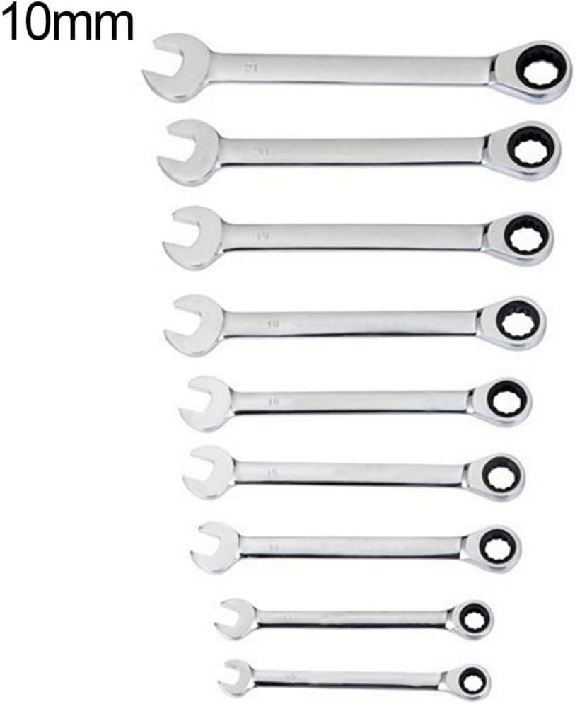 Tools for Home Useful Kits 8mm-19mm Reversible Ratchet Wrench Durable Ratcheting Spanner Nut Hand Tool - 10 mm