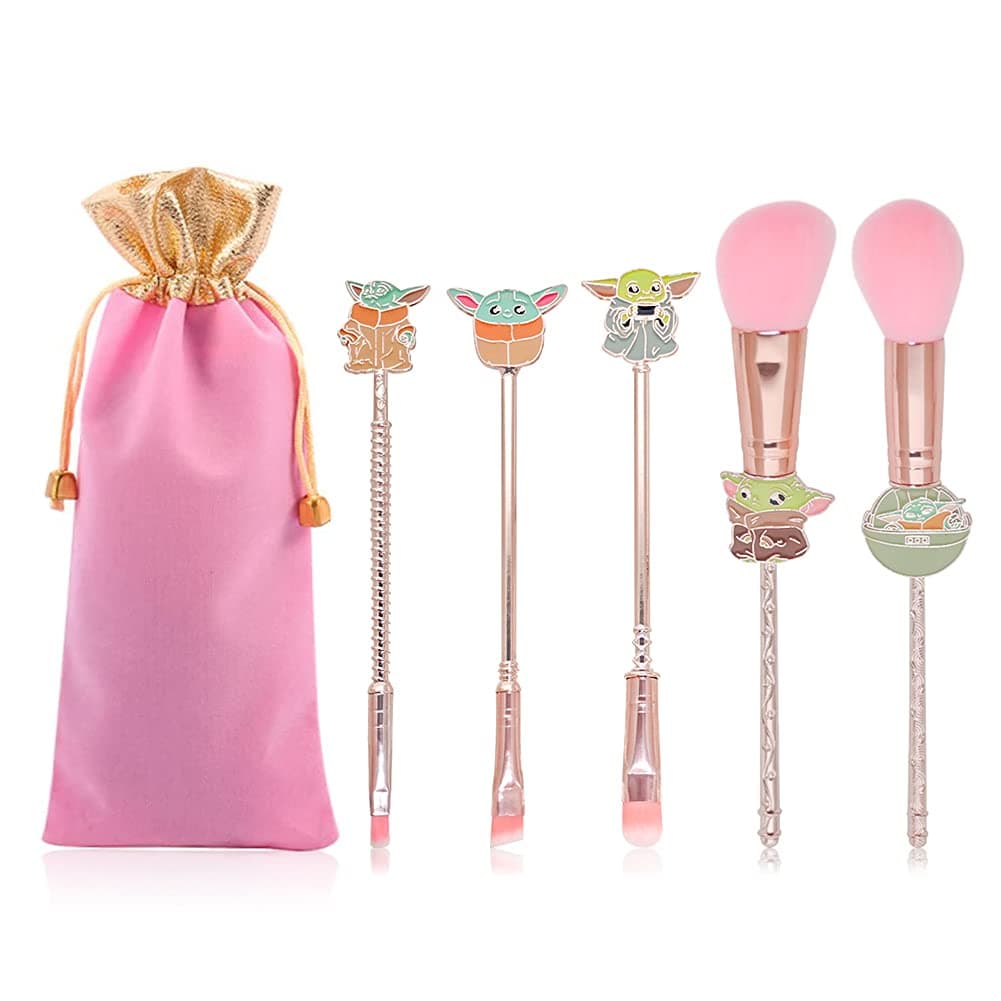 5PCS Star Baby Makeup Brushes,WeChip Premium Metal Handle Anime Brushes Foundation Blush Eye Shadows Face Powder Brush for Women Girls