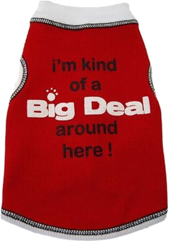 I See Spot's Dog Pet Cotton T-Shirt Tank, I'm Kind of a Big Deal Around Here, Medium, Red