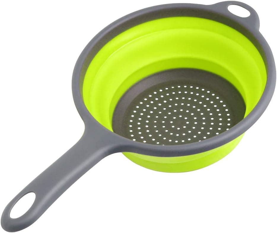 QiMH Foldable Silicone Strainers, Collapsible Colanders with Handles, Space-Saver Kitchen Folding Food Drain Colander, 2 Quart