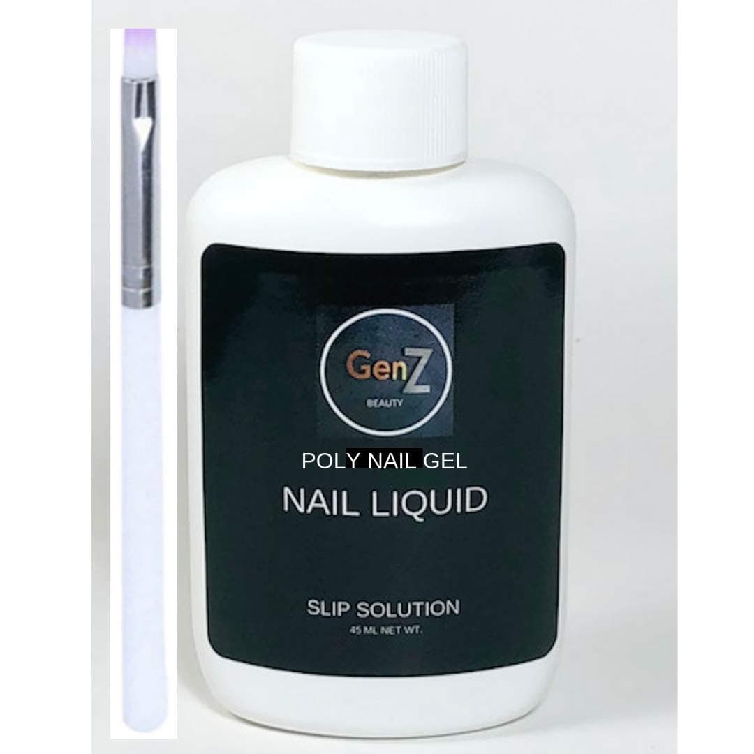 GenZ Poly Nail Gel Slip Solution W/Poly Brush New