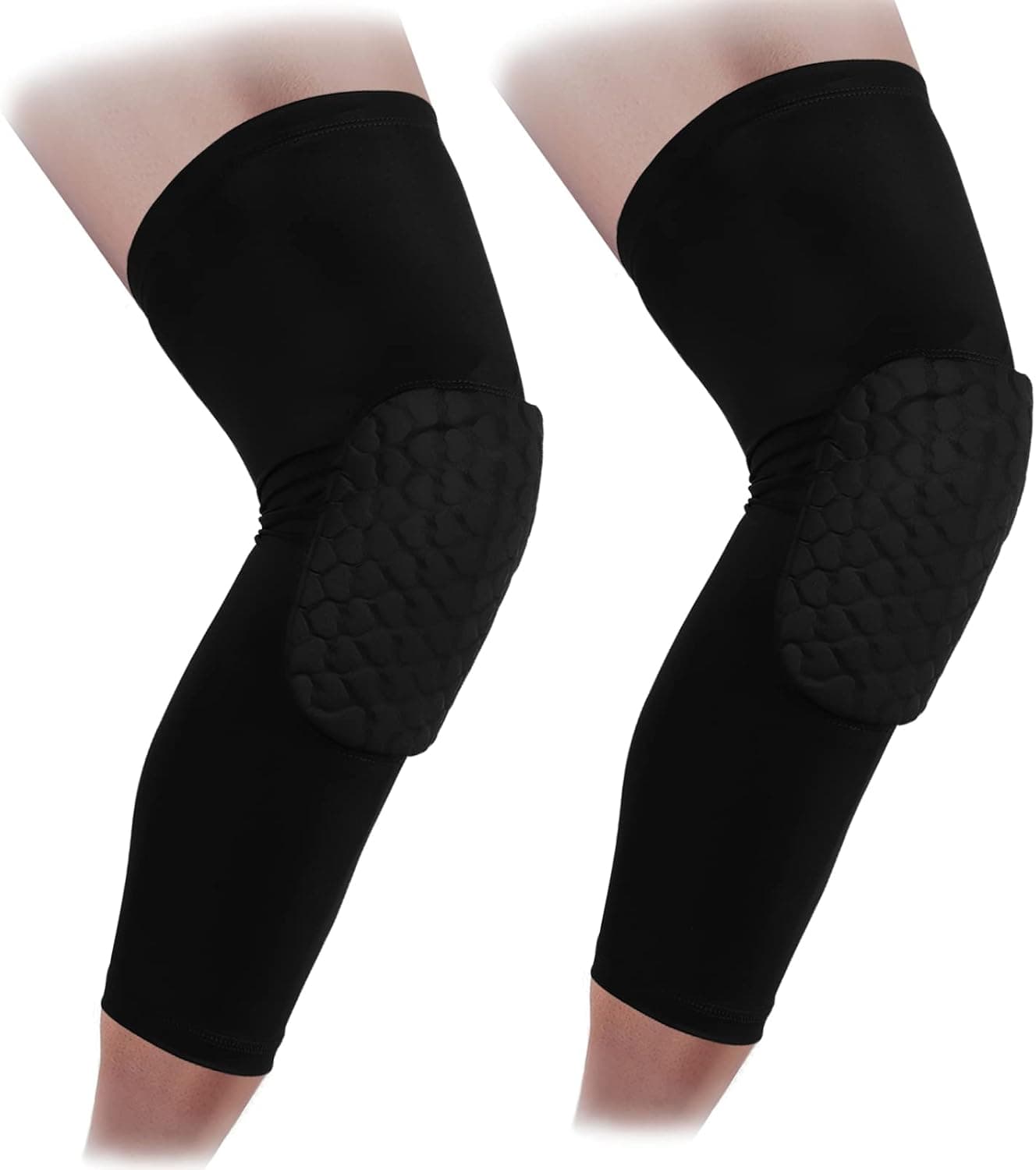 Cantop Knee Pads Long Leg Sleeves Braces for Basketball Volleyball Football and All Contact Sports Kids Youth Adult Girls Boys Women Men 2 Pack