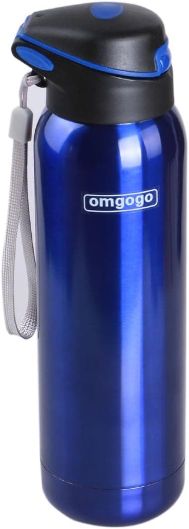 Omgogo Water Bottle,Stainless Steel Water Bottle, Double Wall Insulated,Thermos Water Bottle With Straw 16oz (Blue)
