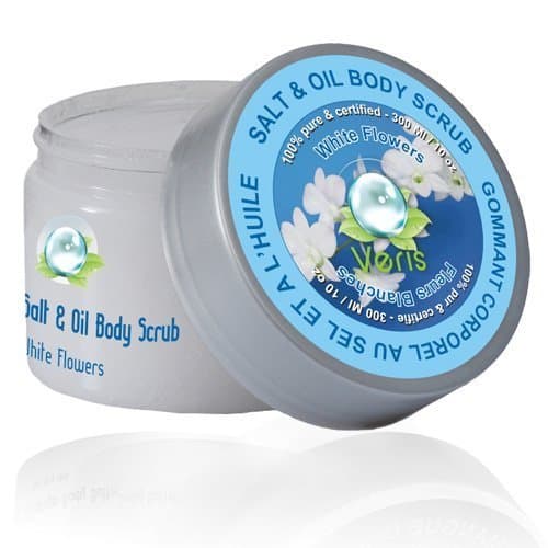 Veris Dead Sea Natural Cosmetics, Salt & Oil Body Scrub, White Flowers, 100% Pure & Certified