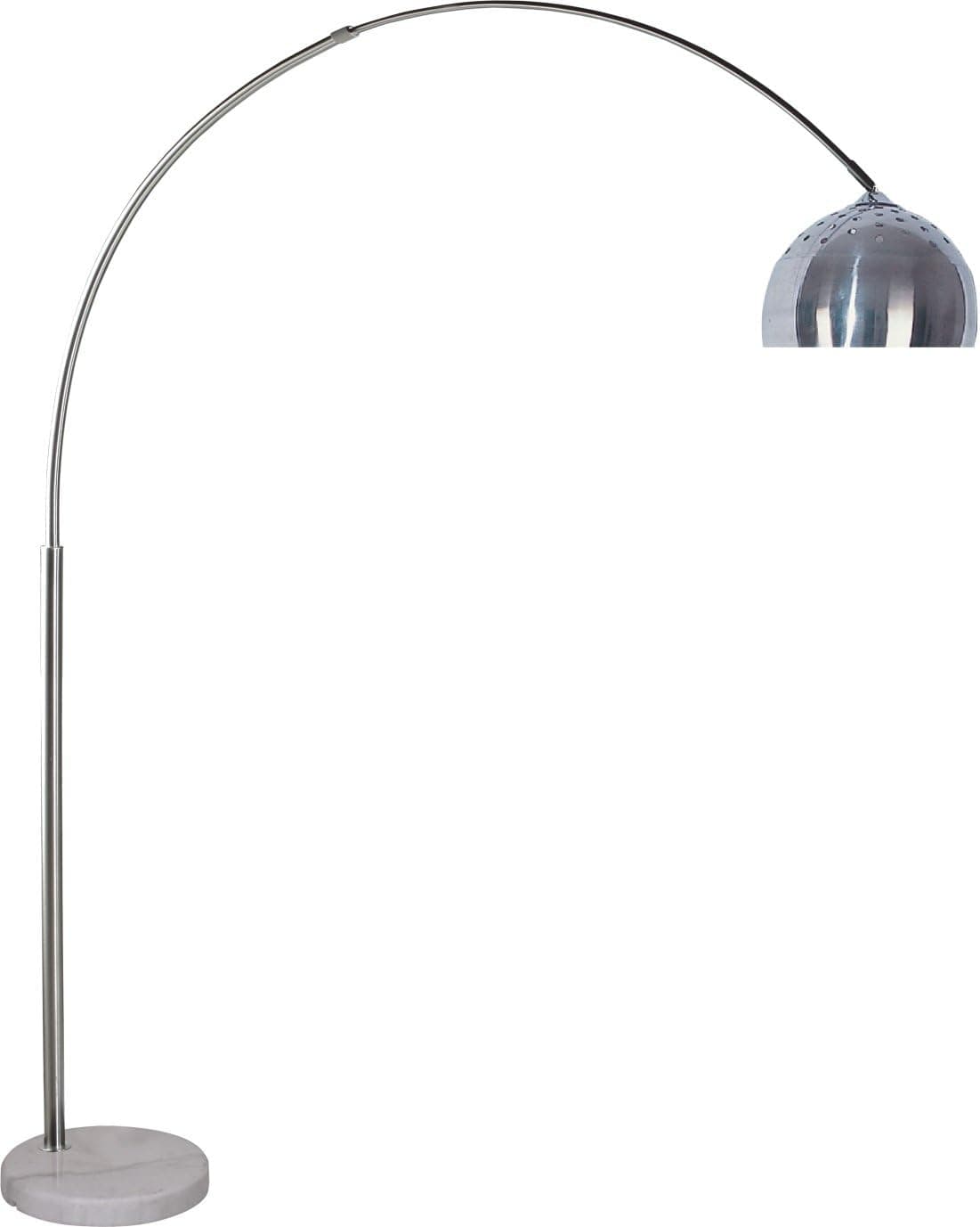 SH Lighting Brush Steel Arching Floor Lamp - Features Adjustable Next to Extend Light & White Marble Base - 81" Tall Great for Living Rooms or Offices - Silver