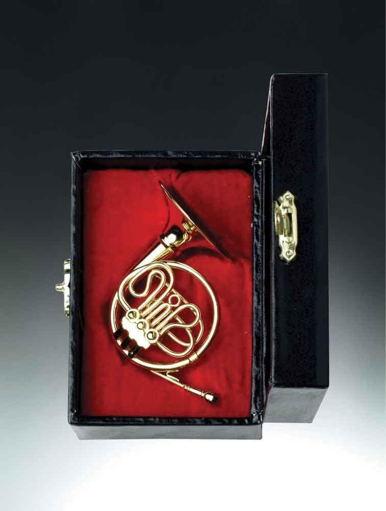 Instrument Miniature with Hand-Crafted Velvet Lined Case - French Horn