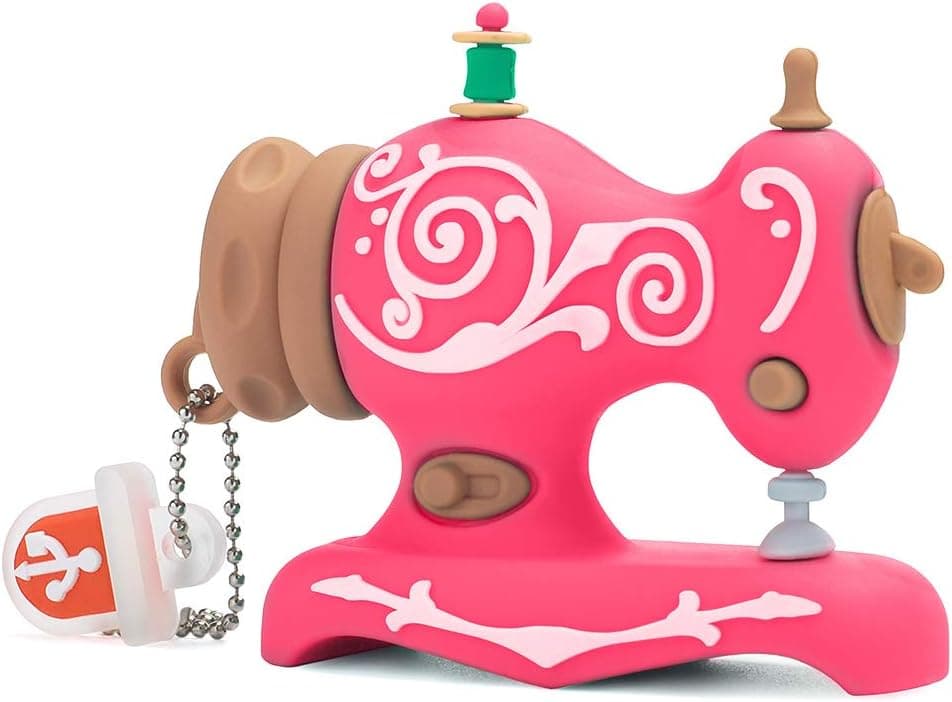 BorlterClamp 32GB USB Flash Drive Cute Cartoon Sewing Machine Model Memory Stick, Gift for Students and Children (Rose Red)
