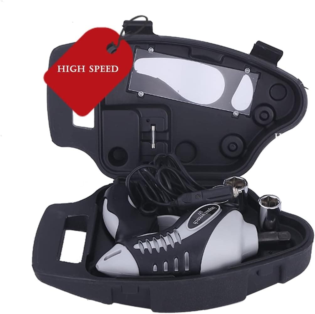 Trihelper Electric Impact Wrench 1/2 Inch with Sockets Set of 2 Sizes Portable Impact Driver Drill Bit Set 12 V First Aid Kit for Car Emergency Kit (Black)