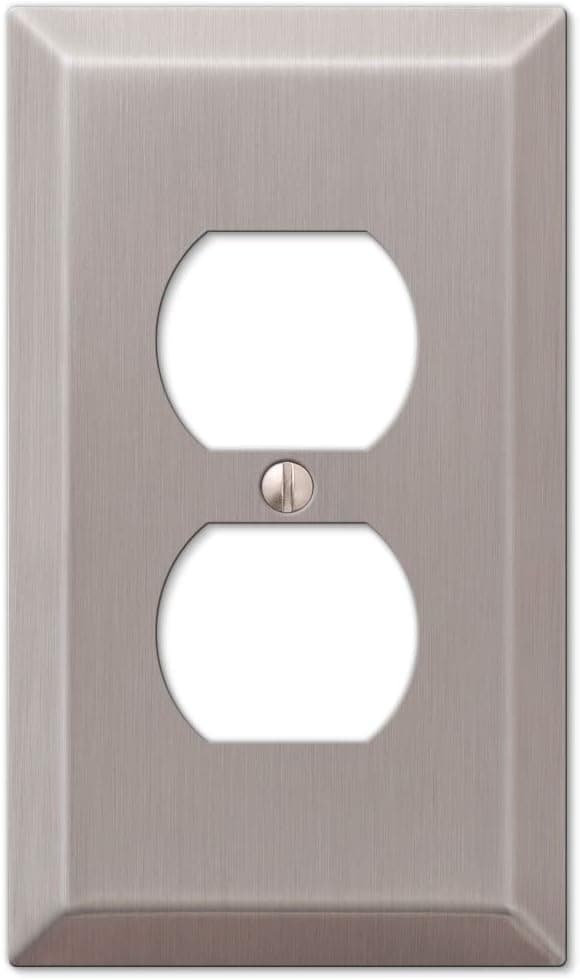 Amerelle 163DBN 1 Duplex Satin Wall Switch Plate 1 Duplex Pack of 1, Brushed Nickel