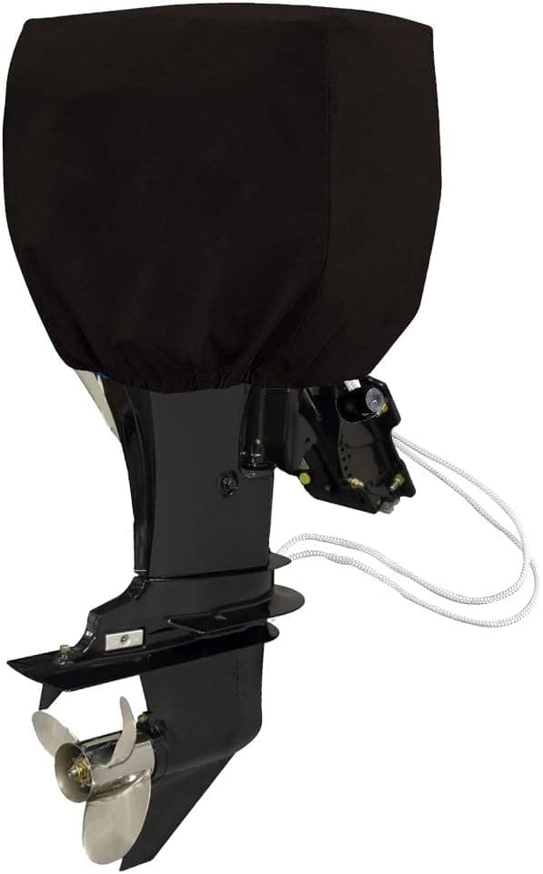 Oslimea Outboard Boat Motor Cover Heavy Duty 420D Outboard Engine Cover Boat Engine Hood Covers Waterproof (Black, 50-115 HP)