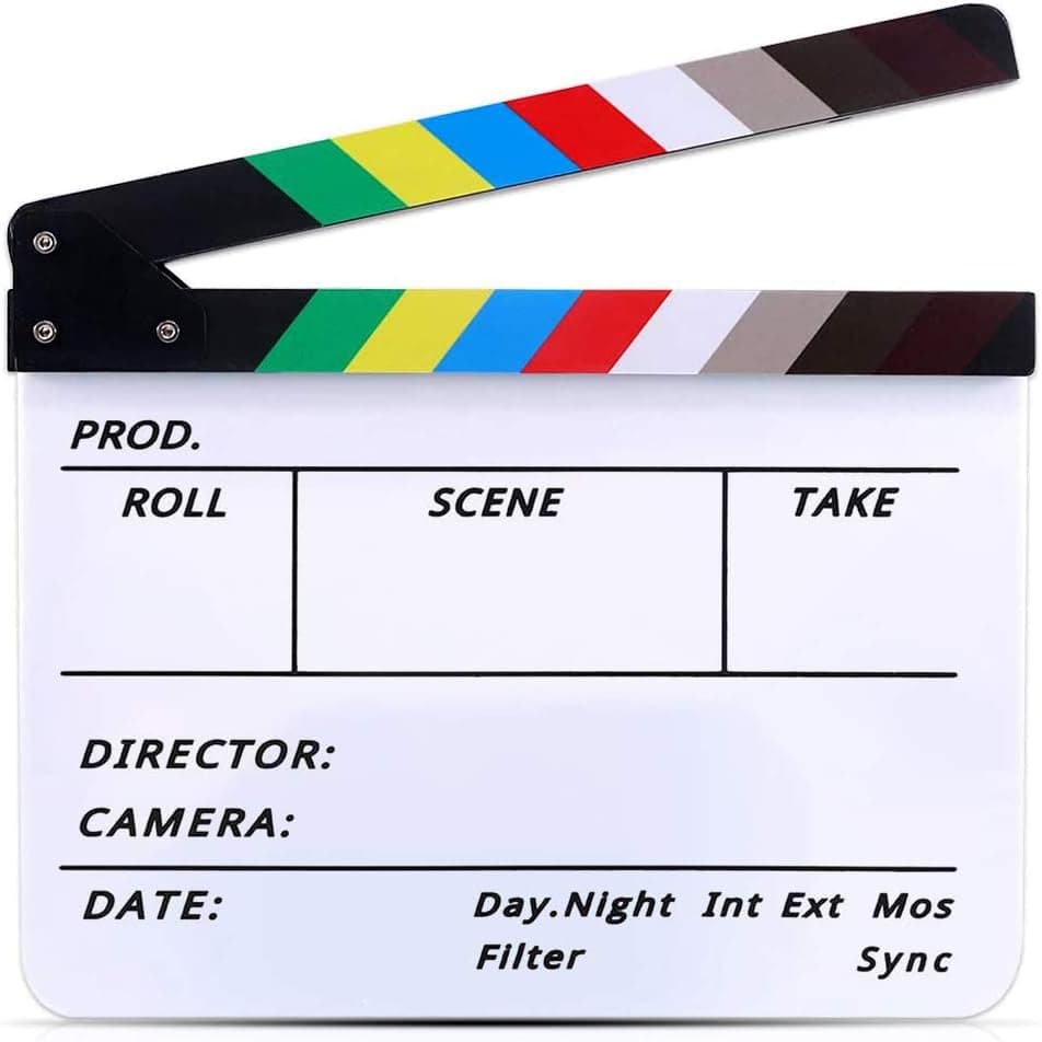 Movie Film Video Clapboard Director's Cut Action Scene Clapper Board,Movie Theme Party Decorations - Black/Colorful, 11.8x10.6 inches
