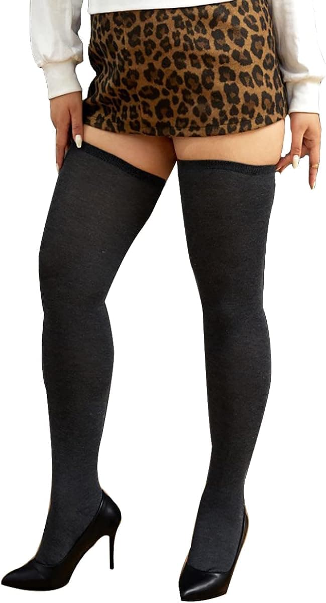CIOAOIDA Plus Size Thigh High Socks for Women-Elastic Knee High stockings-Anti-Slip Leg Warmer Boot Socks