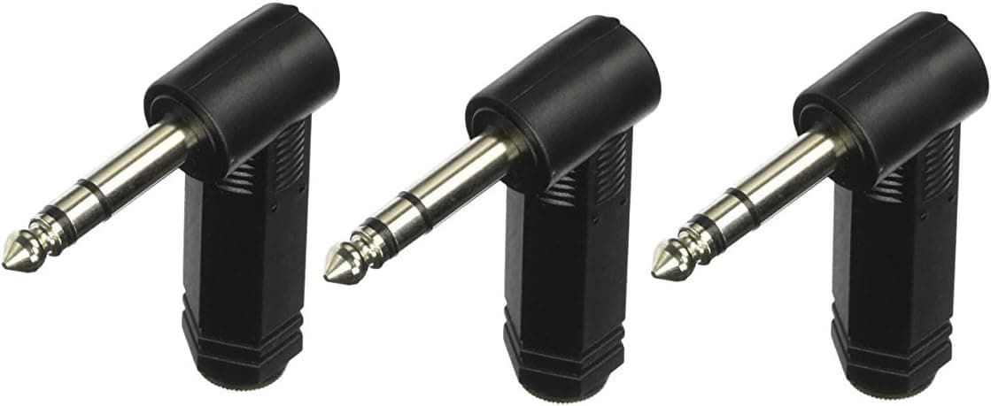 Audio2000'S ACC3120X3-1/4-inch TRS (Stereo) Female to 1/4-inch TRS (Stereo) Male Right-Angle Audio Adapters (3-Pack)