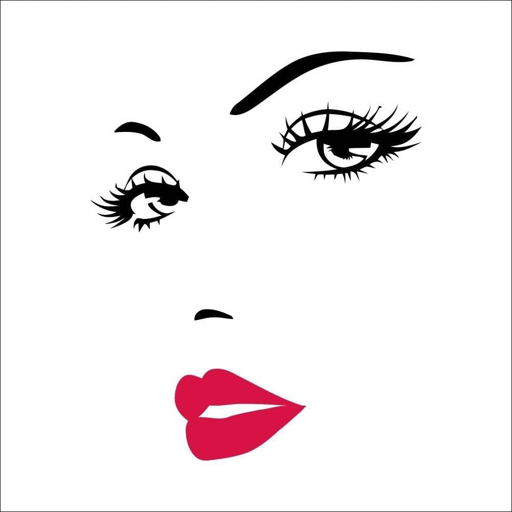Jinsen Removable Red lip woman wall sticker Perfect For Bedroom,Living room or Bathroom,Black